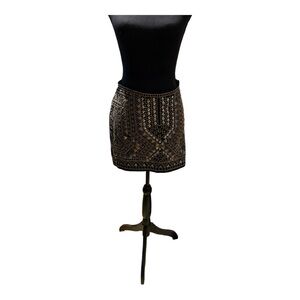 Chelsea & Violet Mob Wife Grunge Faux Suede Mini Skirt Walnut Brown Size L